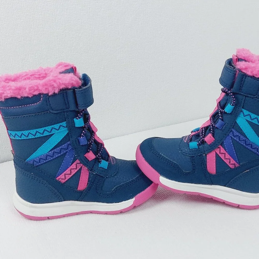 Merrell Girls' Blue Pink Snow Crush 2.0 Waterproof Winter Boots Size 5M